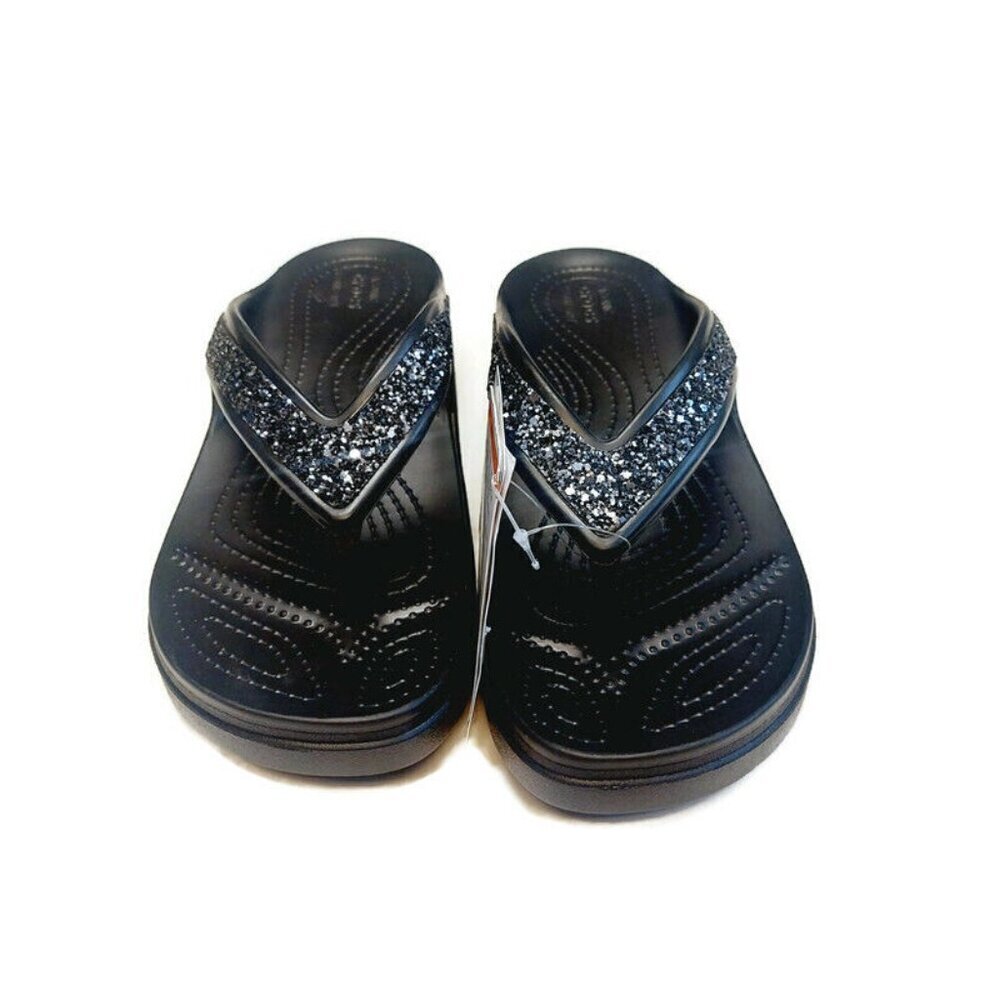 CROCS Sloane Glitter Wedge Flip Flops Womens Size 9 Lightweight Slip On Sandals - Picture 6 of 9